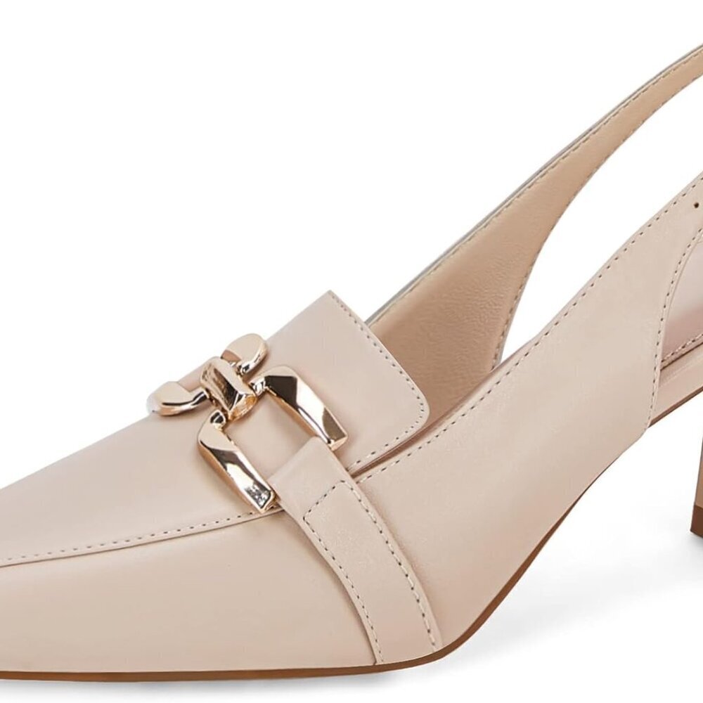 Women's Faux Leather Kitten Heels 2.68in Pointed Toe Slingback Pumps